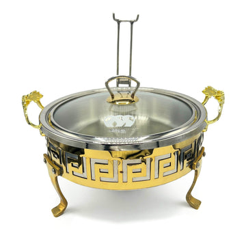 Medium 28cm Buffet Serving Dishes with Lid, Stand & Burner-Stainless Steel